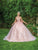 Dancing Queen - 1648 Bedazzled V Neck Gown With Bows And Train Quinceanera Dresses