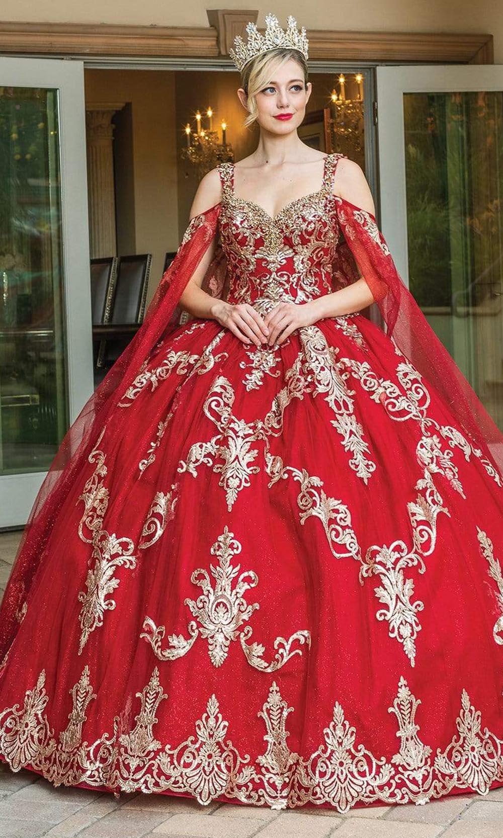 Dancing Queen 1781 Long Quinceanera Dress Burgundy / 2XLarge Dancing Queen 1781 Long Quinceanera Dress Burgundy / 2XLarge