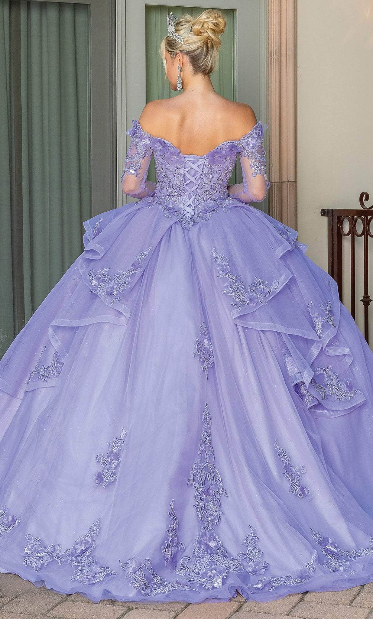 purple long sleeve quince dress Lilac Quinceanera Dresses Long Sleeve 3D Flowers Appliques Lace-Up Prom Sweet 16 Princess Dresse Vestidos De 15 Anos fg5694