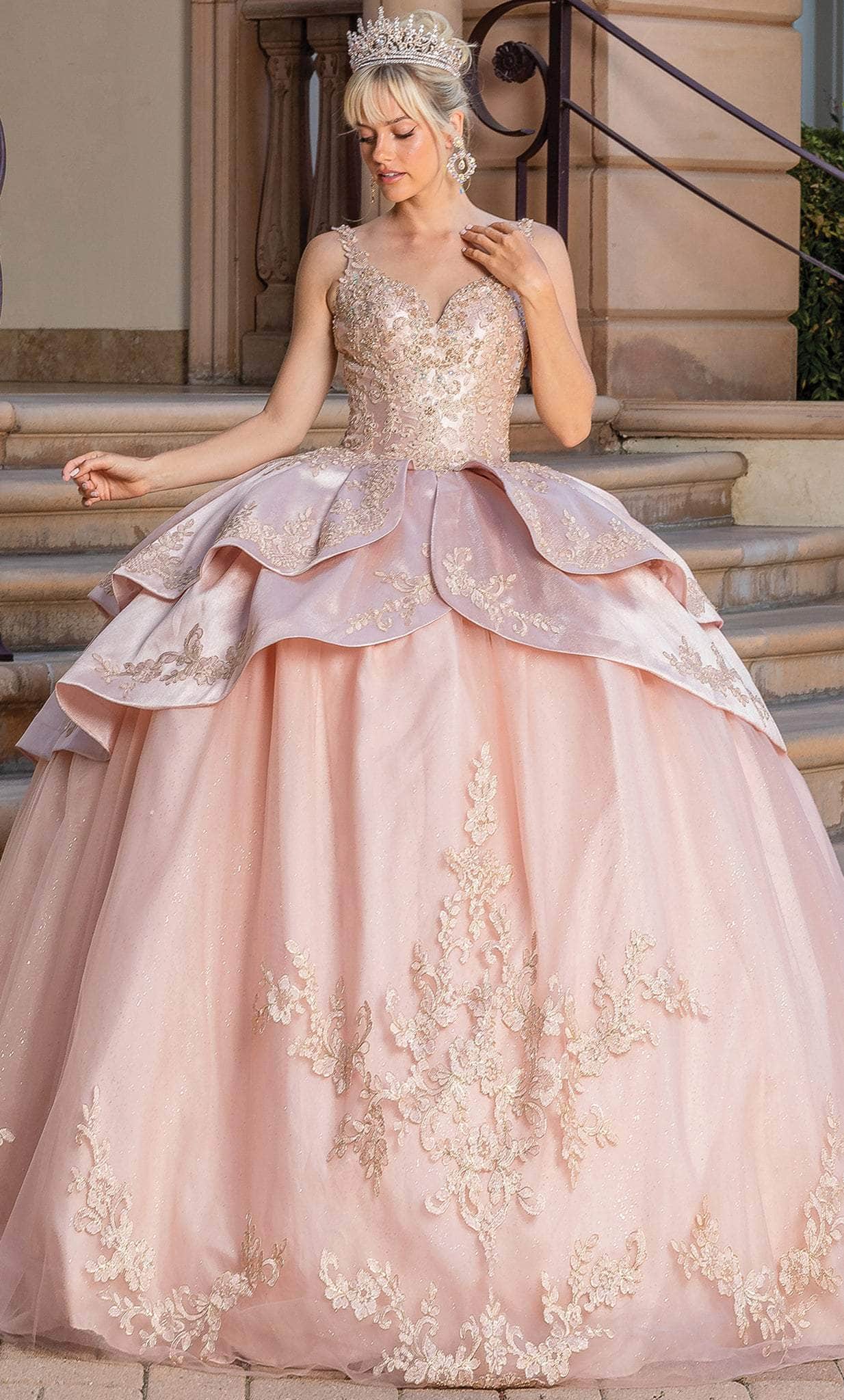 Dancing Queen 1682 - Peplum Quinceanera Ballgown Dancing Queen 1682 - Peplum Quinceanera Ballgown