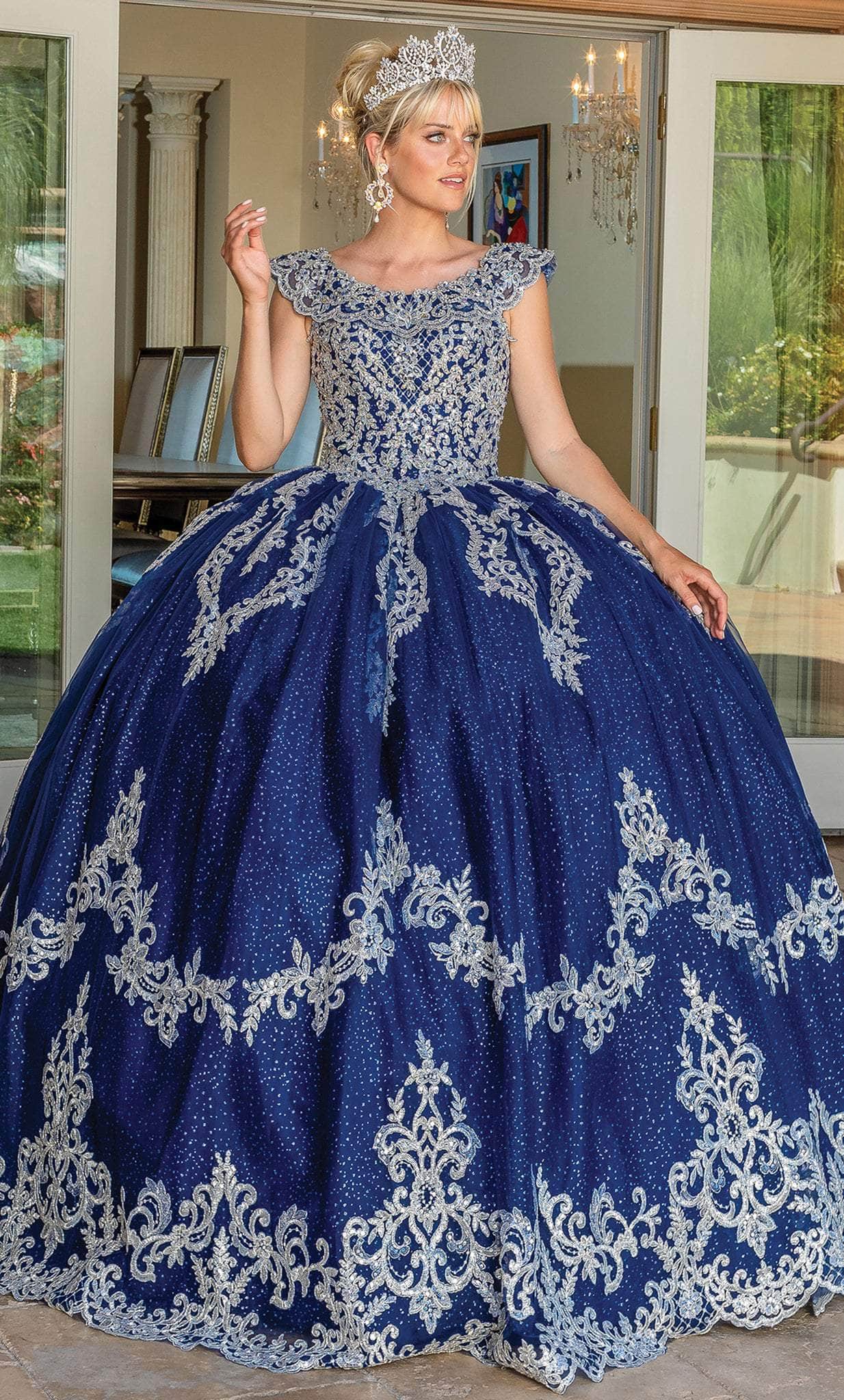 royal blue and silver quince dress Princesa by Ariana Vara Quinceaera Dress PR12001 Navy Blue/Silver / 00