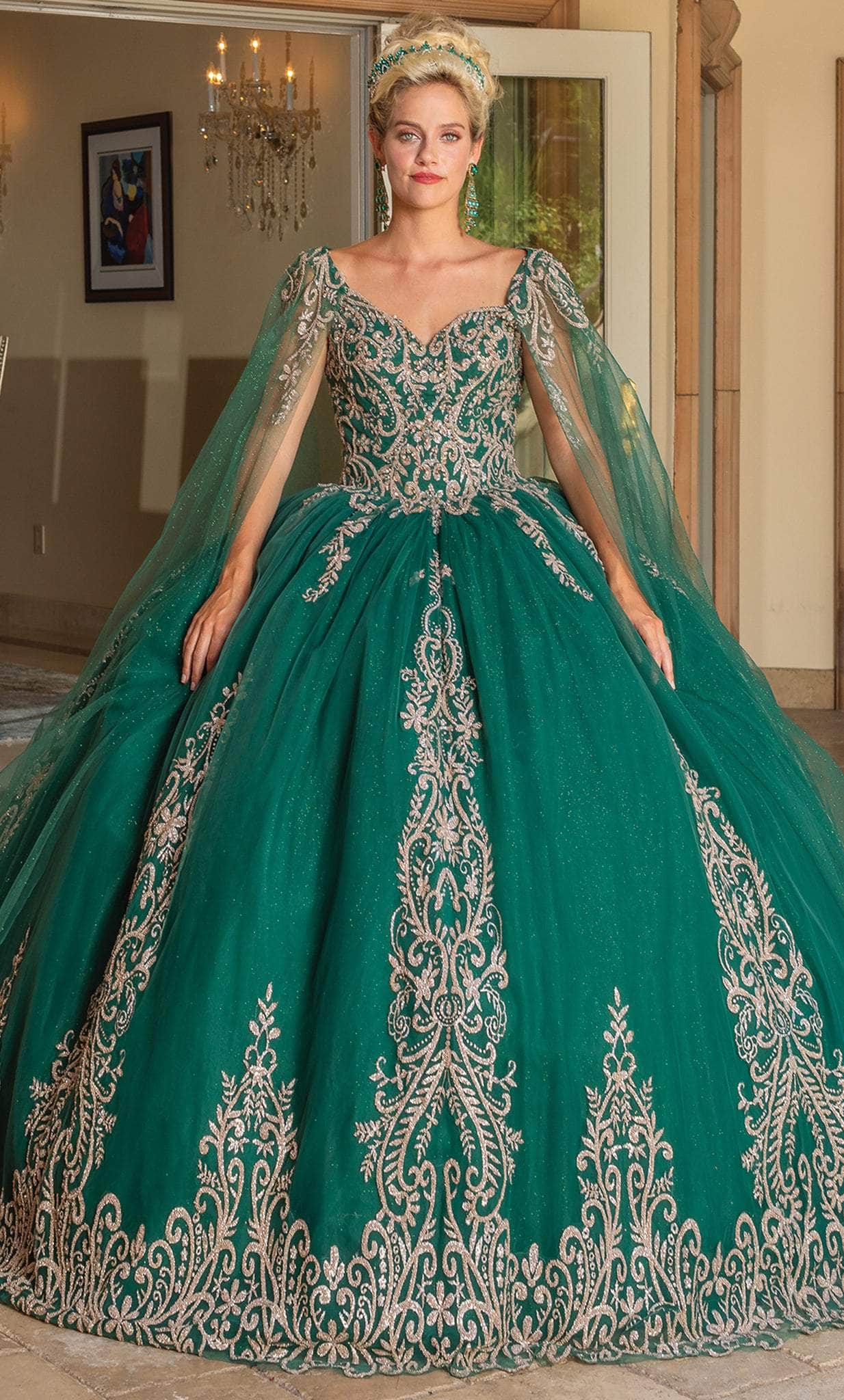 Dancing Queen 1743 Long Quinceanera Dress Red/Gold / XLarge Dancing Queen 1743 Long Quinceanera Dress Red/Gold / XLarge