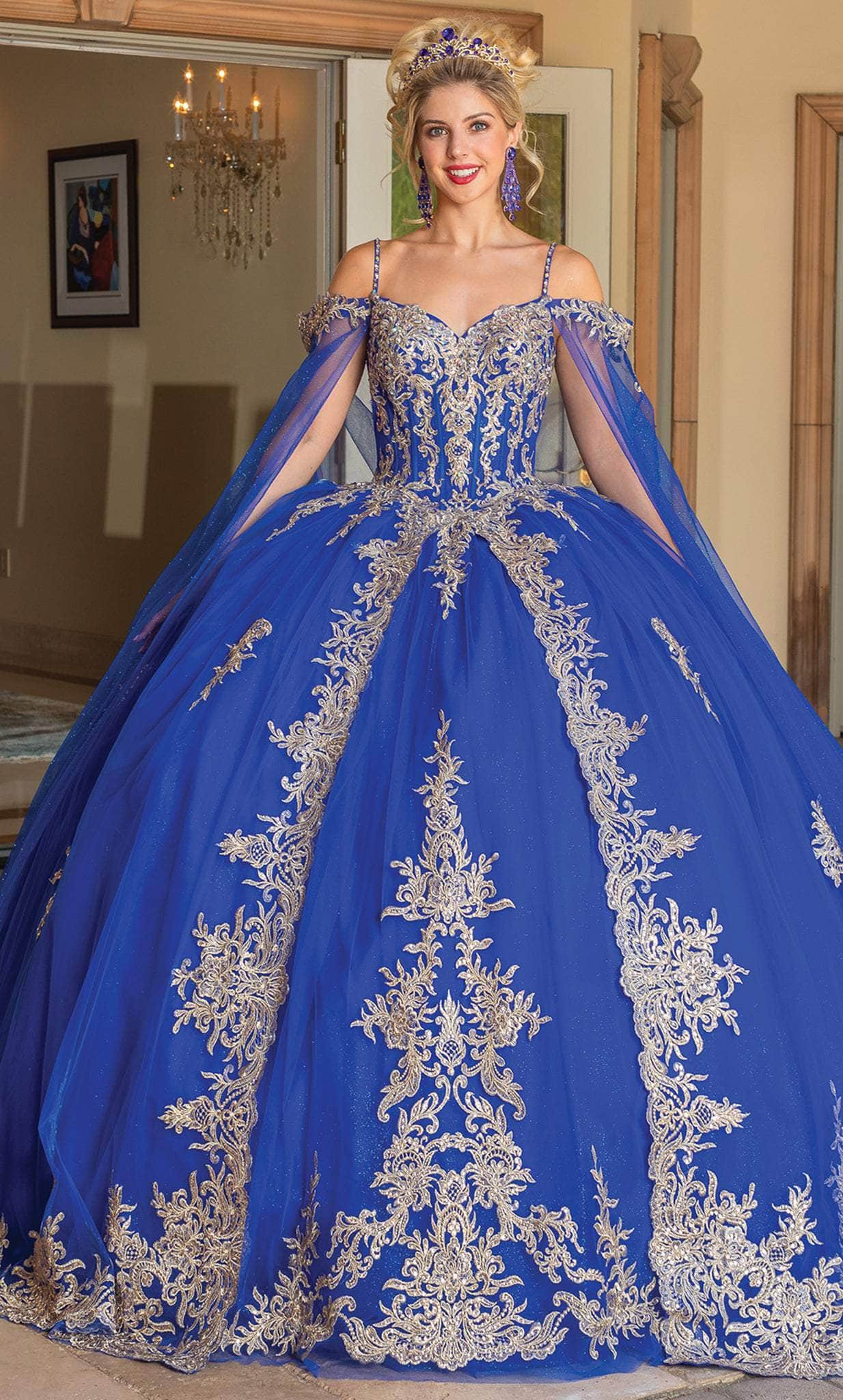 Dancing Queen 1768 - Gilt Applique Quinceanera Ballgown L / Royal Blue - Shop Dancing Queen Dresses On Couture Candy at CoutureCandy.com Dancing Queen 1768 - Gilt Applique Quinceanera Ballgown L / Royal Blue - Shop Dancing Queen Dresses On Couture Candy at CoutureCandy.com