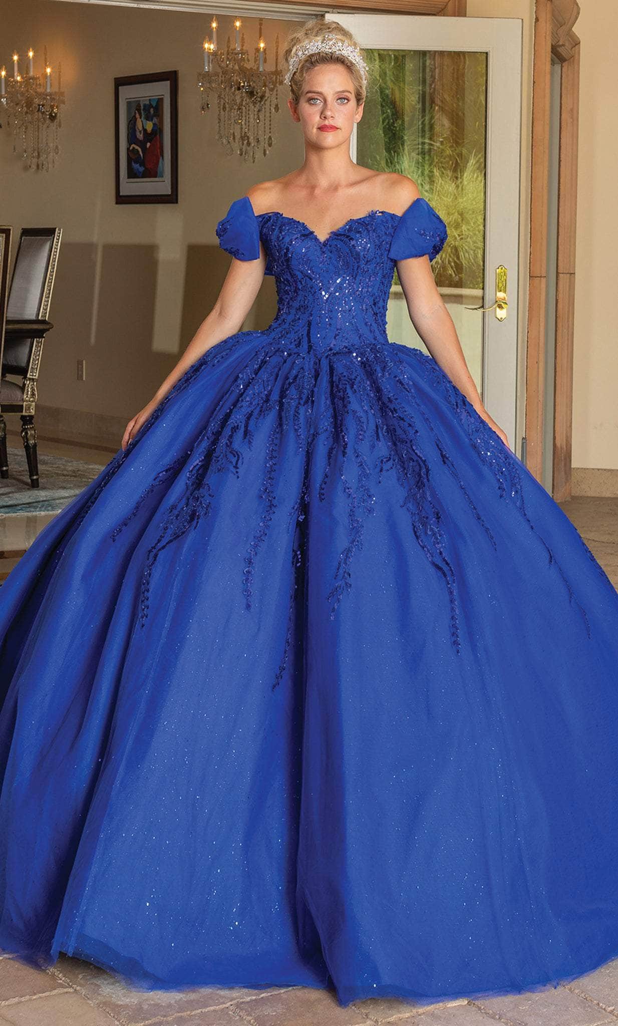 dancing queen blue dress Dancing Queen 5074 Tulle Off-Shoulder Quinceanera Dress