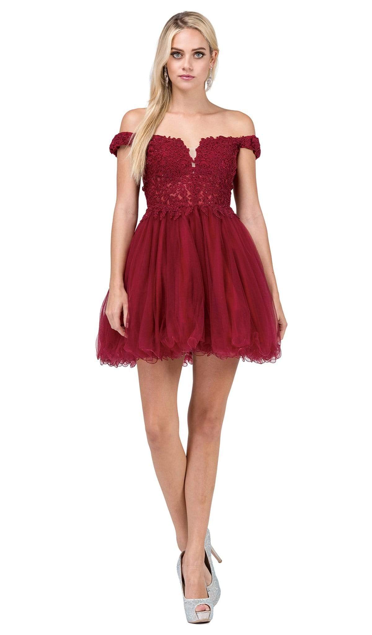 Dancing Queen - 2248 Off shoulder Beaded Lace A Line Cocktail Dress Couture Candy Dancing Queen - 2248 Off shoulder Beaded Lace A Line Cocktail Dress Couture Candy