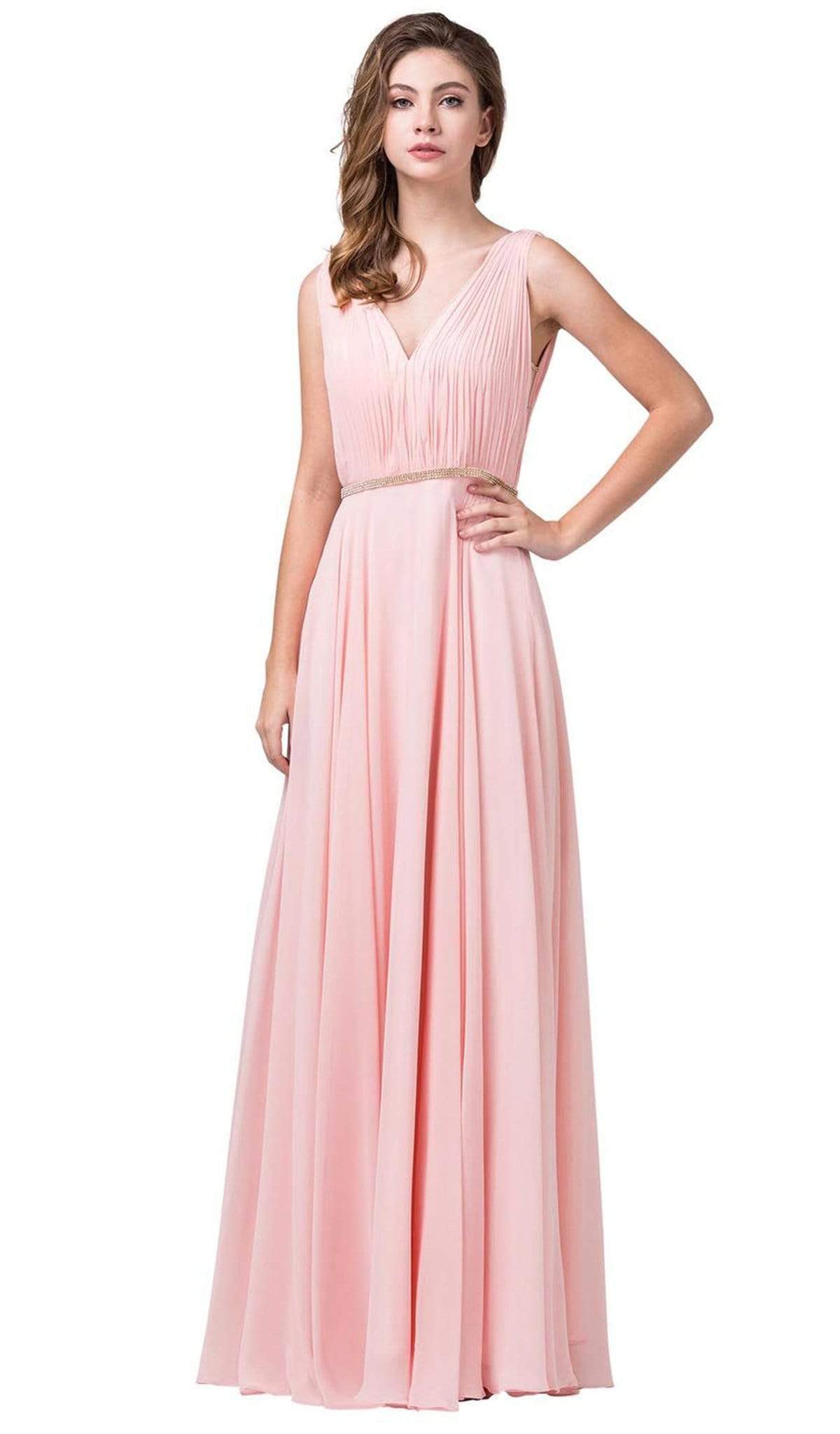 Pleated-Bodice Long A-Line Prom Dress - PromGirl Blush / Small Pleated-Bodice Long A-Line Prom Dress - PromGirl Blush / Small