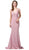 Dancing Queen - 2623 Applique Deep V-neck Trumpet Dress Special Occasion Dress XS / Dusty Pink