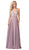 Dancing Queen - 2669 Bejeweled Sleeveless V Neck Low Scoop Back Gown Prom Dresses XS / Mocha