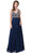 Dancing Queen - 2669 Bejeweled Sleeveless V Neck Low Scoop Back Gown Prom Dresses XS / Navy