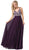 Dancing Queen - 2669 Bejeweled Sleeveless V Neck Low Scoop Back Gown Prom Dresses XS / Plum