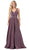 Dancing Queen - 2706 Deep V-neck A-line Gown Evening Dresses XS / Mauve