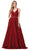 Dancing Queen - 2706 Deep V-neck A-line Gown Evening Dresses XS / Red