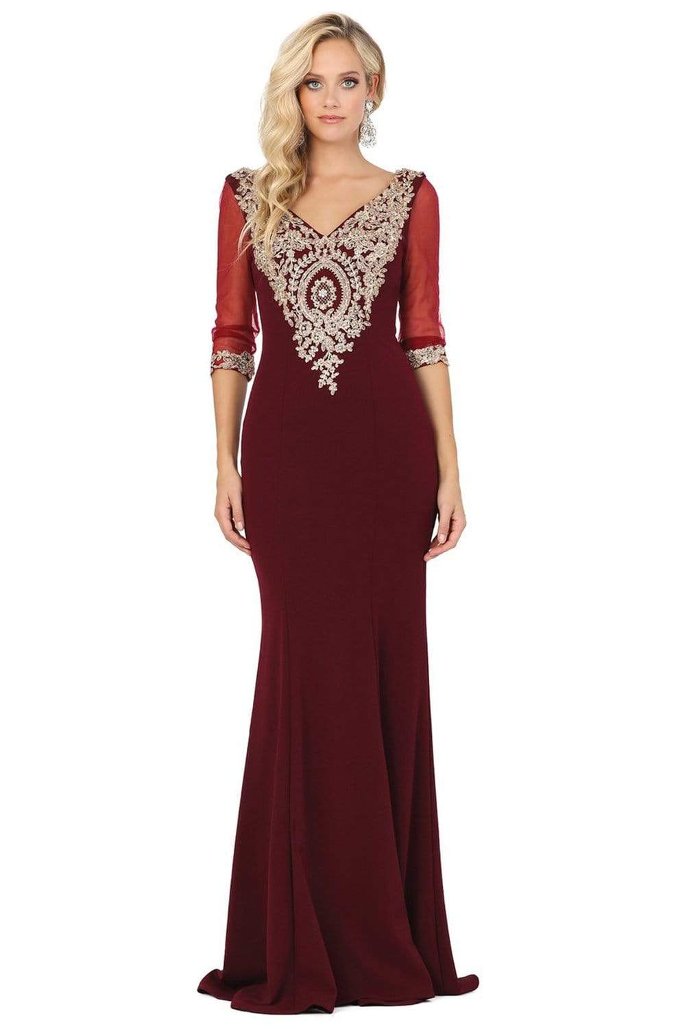 Dancing Queen - 2911 Lace Appliqued V Neck Mermaid Prom Dress Couture Candy Dancing Queen - 2911 Lace Appliqued V Neck Mermaid Prom Dress Couture Candy
