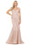 Dancing Queen - 2995 Off Shoulder Deep V-Neck Lace Sequins Prom Gown Evening Dresses XS / Rose Gold