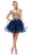 Dancing Queen - 3000 Gold Lace Overlay and Tulle A Line Cocktail Dress Special Occasion Dress XS / Navy