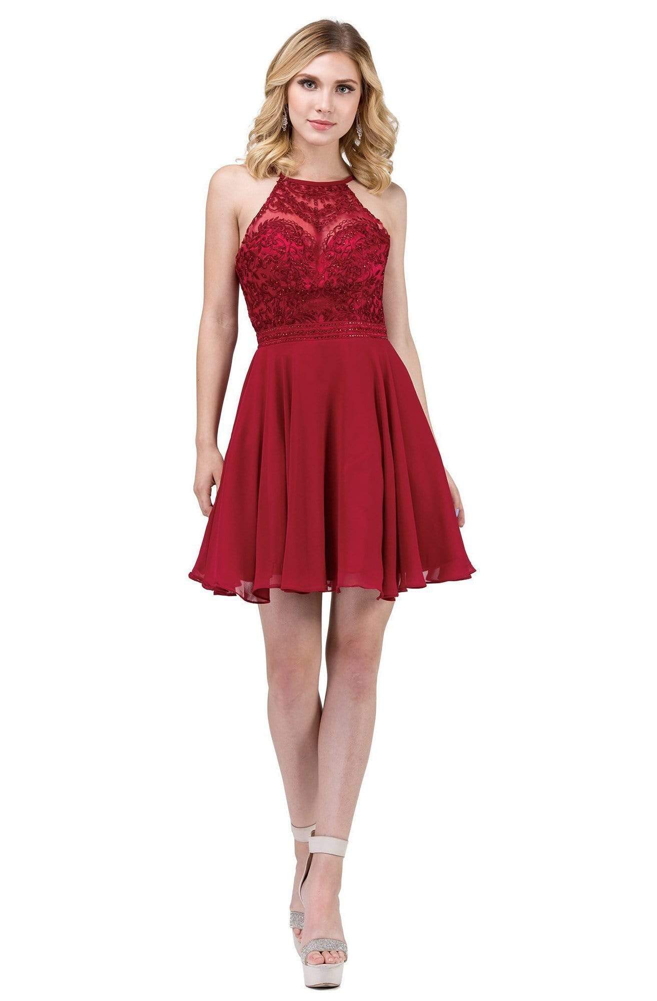 Dancing Queen - 3008 High Halter Embroidered Lace Homecoming Dress Couture Candy Dancing Queen - 3008 High Halter Embroidered Lace Homecoming Dress Couture Candy
