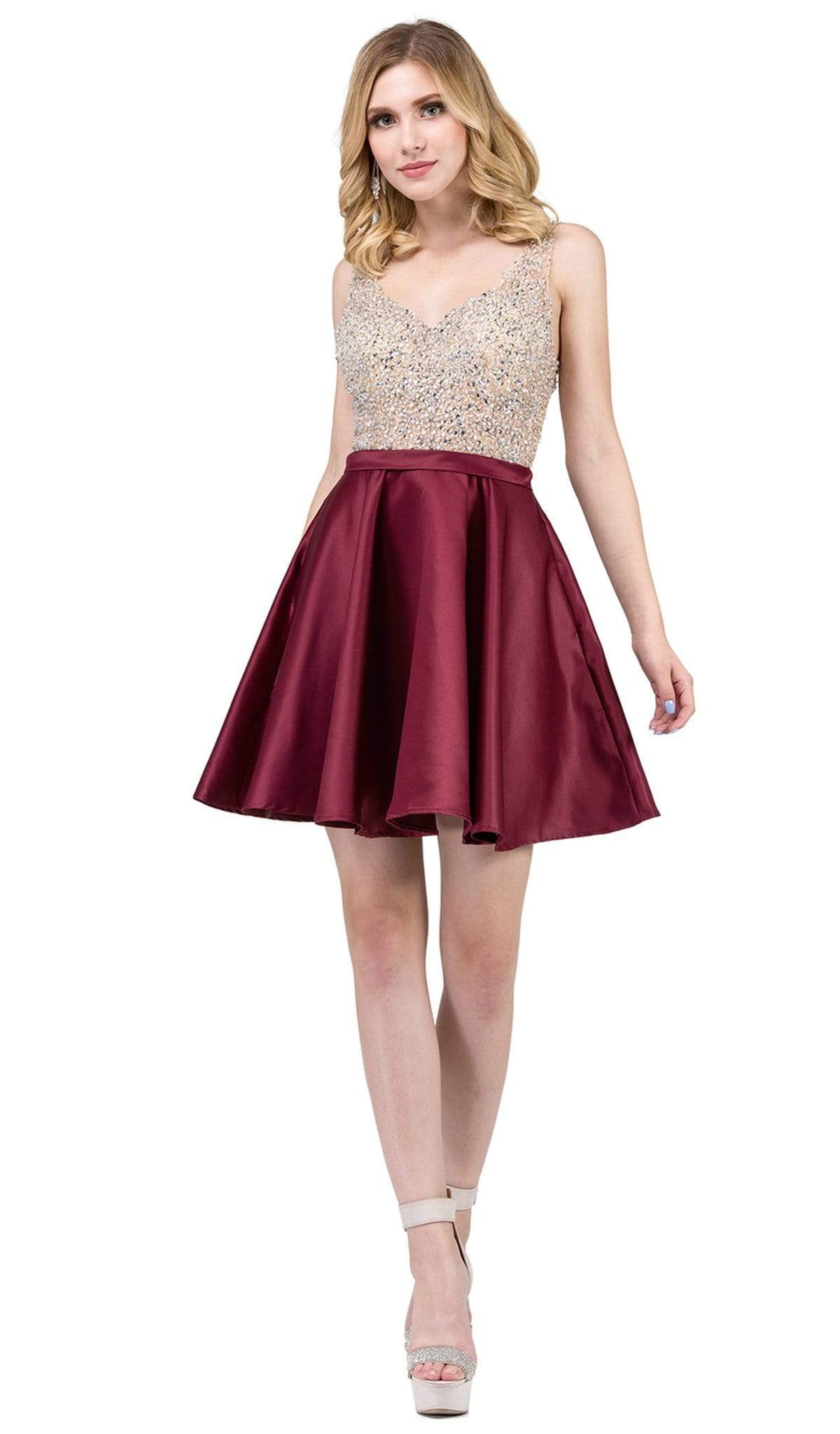 Dancing Queen - 3092 Bejeweled V-neck A-line Homecoming Dress Couture Candy Dancing Queen - 3092 Bejeweled V-neck A-line Homecoming Dress Couture Candy