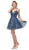 Dancing Queen - 3154 Trailing Glitter Motif A-Line Dress Homecoming Dresses XS / Navy