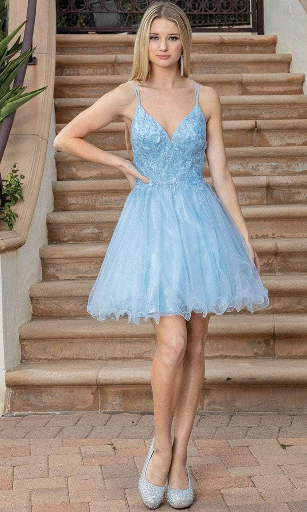 Dancing Queen 3316 - Applique V-Neck Tulle Cocktail Dress Couture Candy Dancing Queen 3316 - Applique V-Neck Tulle Cocktail Dress Couture Candy