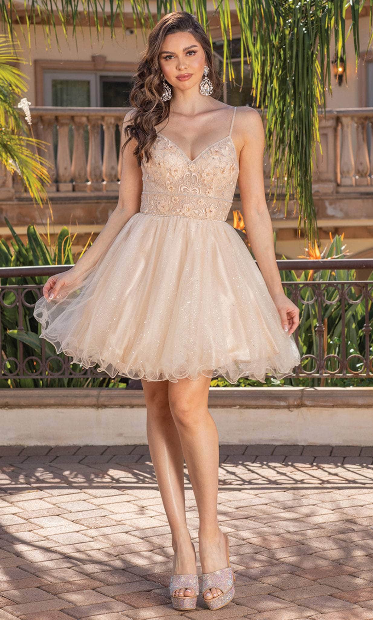 Dancing Queen 3336 - Sleeveless Tulle Cocktail Dress L / Dark Blush Dancing Queen 3336 - Sleeveless Tulle Cocktail Dress L / Dark Blush