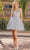 Dancing Queen 3337 - Beaded Curled A-Line Cocktail Dress Cocktail Dresses XS / Silver