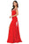 Dancing Queen - 4004 Lace Off Shoulder V Back High Slit Prom Dress Evening Dresses XS / Red