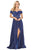 Dancing Queen - 4006 Pleated Off-Shoulder A-line Gown Prom Dresses XS / Royal Blue