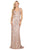 Dancing Queen - 4036 Embellished Plunging V-neck Trumpet Dress Evening Dresses XS / Rose Gold