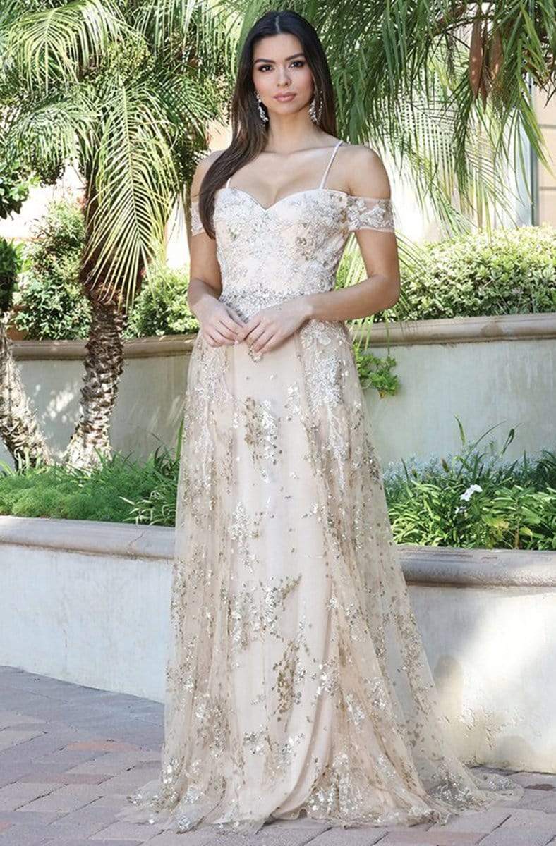 Dancing Queen - 4082 Off-Shoulder Metallic Accented A-Line Dress Couture Candy Dancing Queen - 4082 Off-Shoulder Metallic Accented A-Line Dress Couture Candy