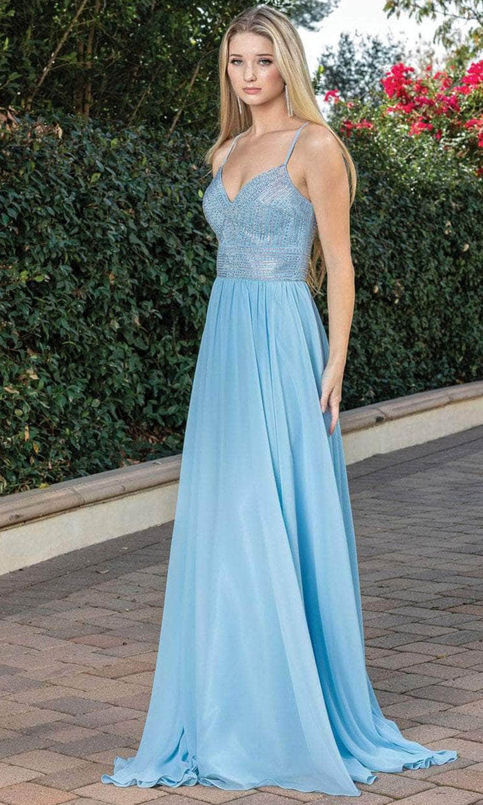 Dancing Queen 4277 - Sleeveless A-Line Prom Dress Special Occasion Dress XS / Bahama Blue