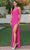 Dancing Queen 4288 - Ruched Satin Prom Dress with Slit Special Occasion Dress XS / Fuchsia