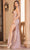 Dancing Queen 4339 - Dangling Off Shoulder Embellished Gown Long Dress XS / Rose Gold