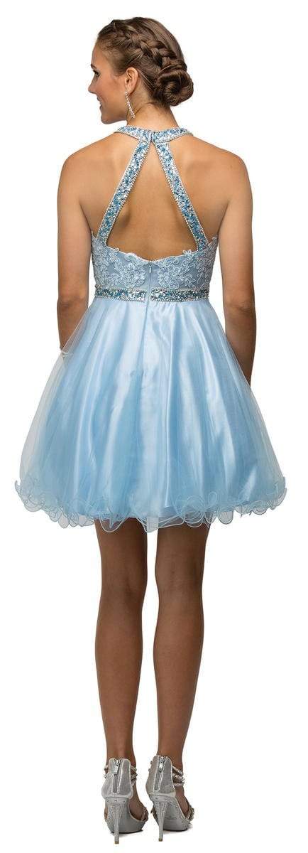 Dancing Queen - 9534 Bejeweled Collar Halter Lace A-Line Homecoming Dr Couture Candy Dancing Queen - 9534 Bejeweled Collar Halter Lace A-Line Homecoming Dr Couture Candy