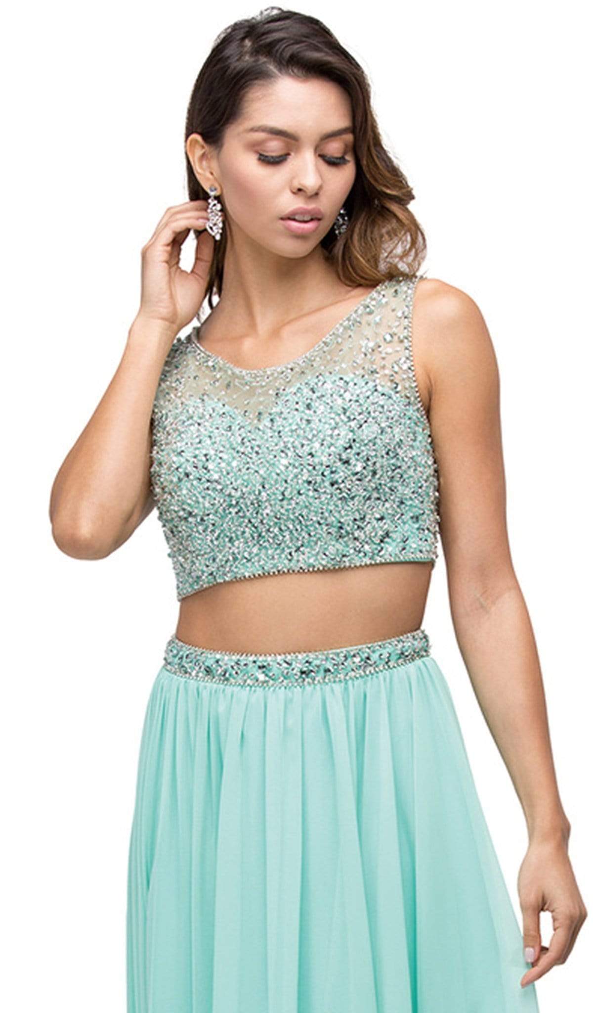 Dancing Queen - 9574 Two-Piece Shimmering Beaded Bodice A-line Prom Dr Couture Candy Dancing Queen - 9574 Two-Piece Shimmering Beaded Bodice A-line Prom Dr Couture Candy