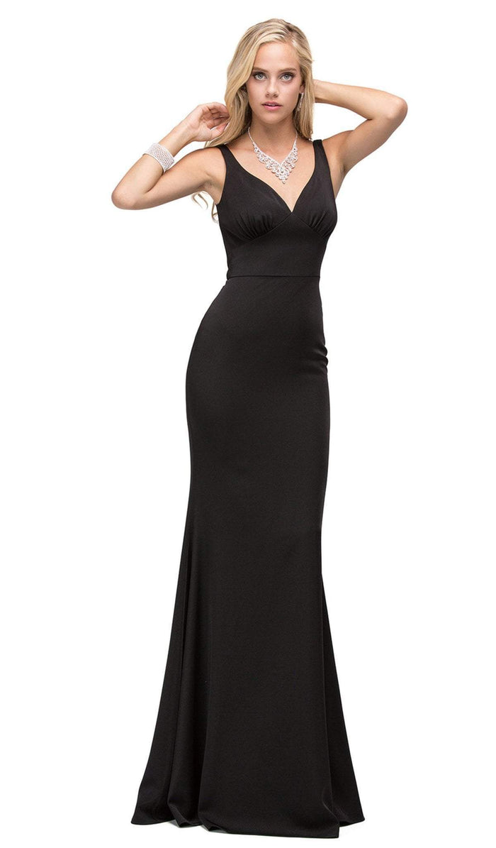 Dancing Queen - 9609 V-Neck Wide Waistband  Evening Dress Special Occasion Dress XS / Black
