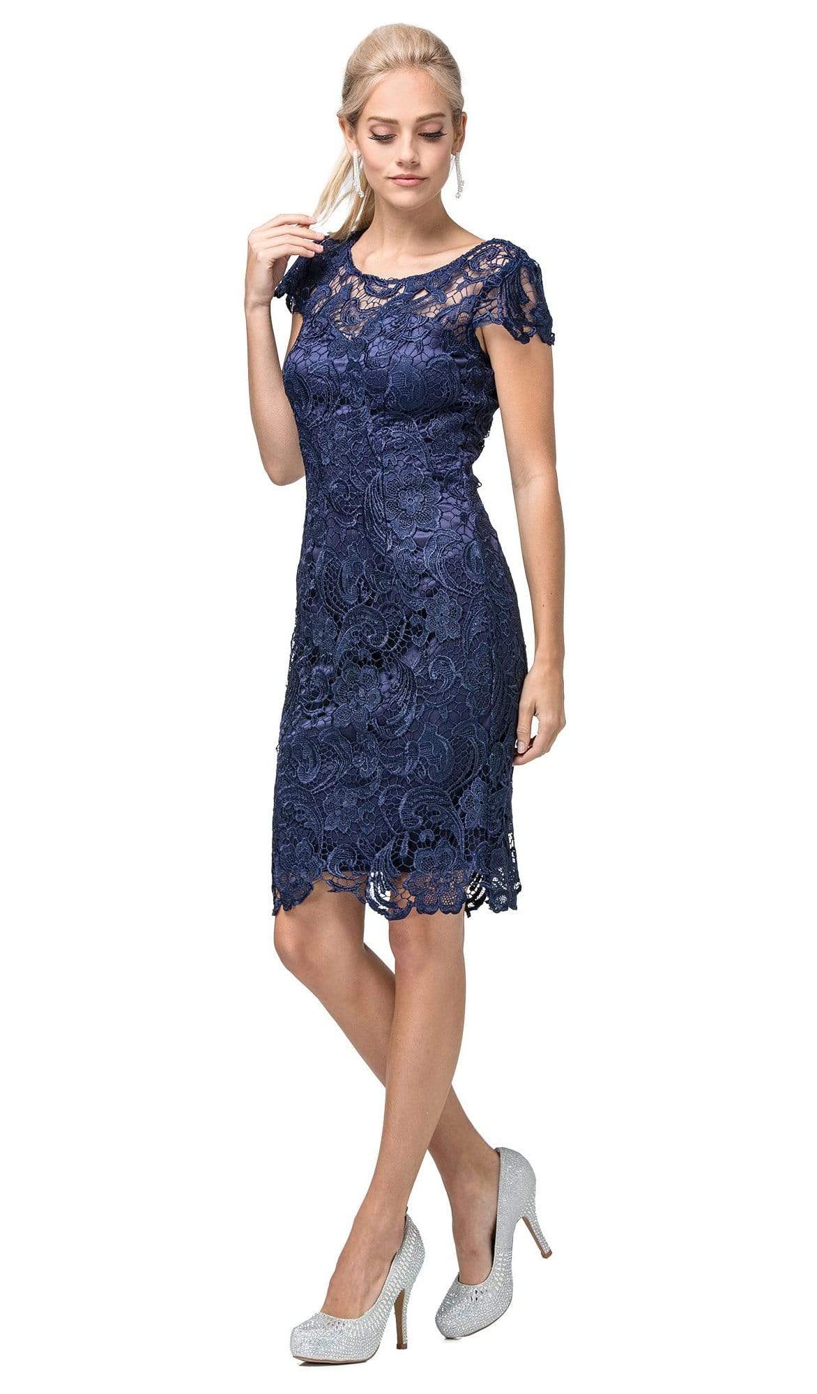 Dancing Queen - 9677 Lace Embroidered Scoop Neck Fitted Dress M / Navy - Shop Dancing Queen Dresses On Couture Candy at CoutureCandy.com Dancing Queen - 9677 Lace Embroidered Scoop Neck Fitted Dress M / Navy - Shop Dancing Queen Dresses On Couture Candy at CoutureCandy.com