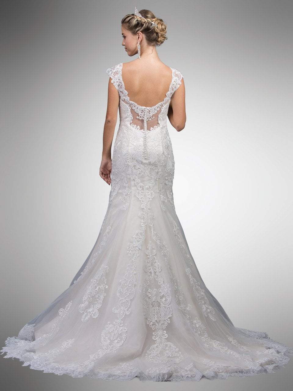 Dancing Queen Bridal - 10 V Neck Sheer Lace Back Wedding Dress Couture Candy Dancing Queen Bridal - 10 V Neck Sheer Lace Back Wedding Dress Couture Candy