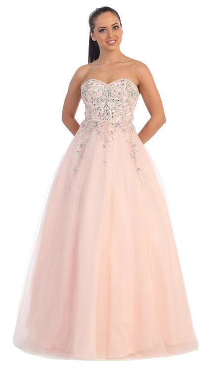 Dancing Queen Bridal - 9166 Floor-Length Strapless Sweetheart Ballgown Wedding Dresses XS / Blush