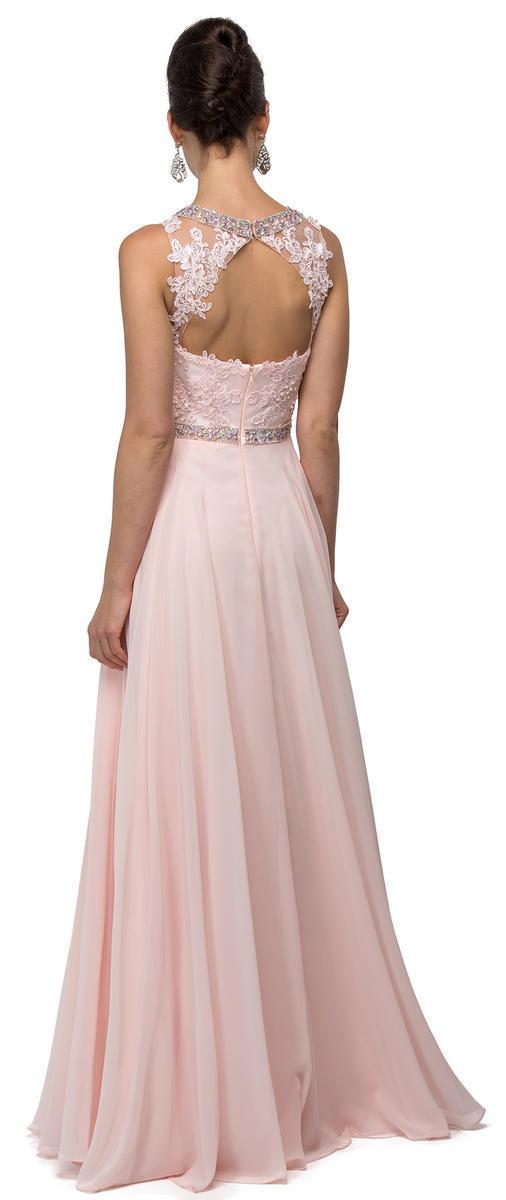 Dancing Queen Bridal - 9458 Romantic Beaded Lace Applique A-Line Prom Dress Wedding Dresses XS / Blush