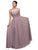 Dancing Queen Bridal - 9471 Romantic Jewel-accented Ruched V-neck Ball Gown Bridesmaid Dresses XS / Mocha