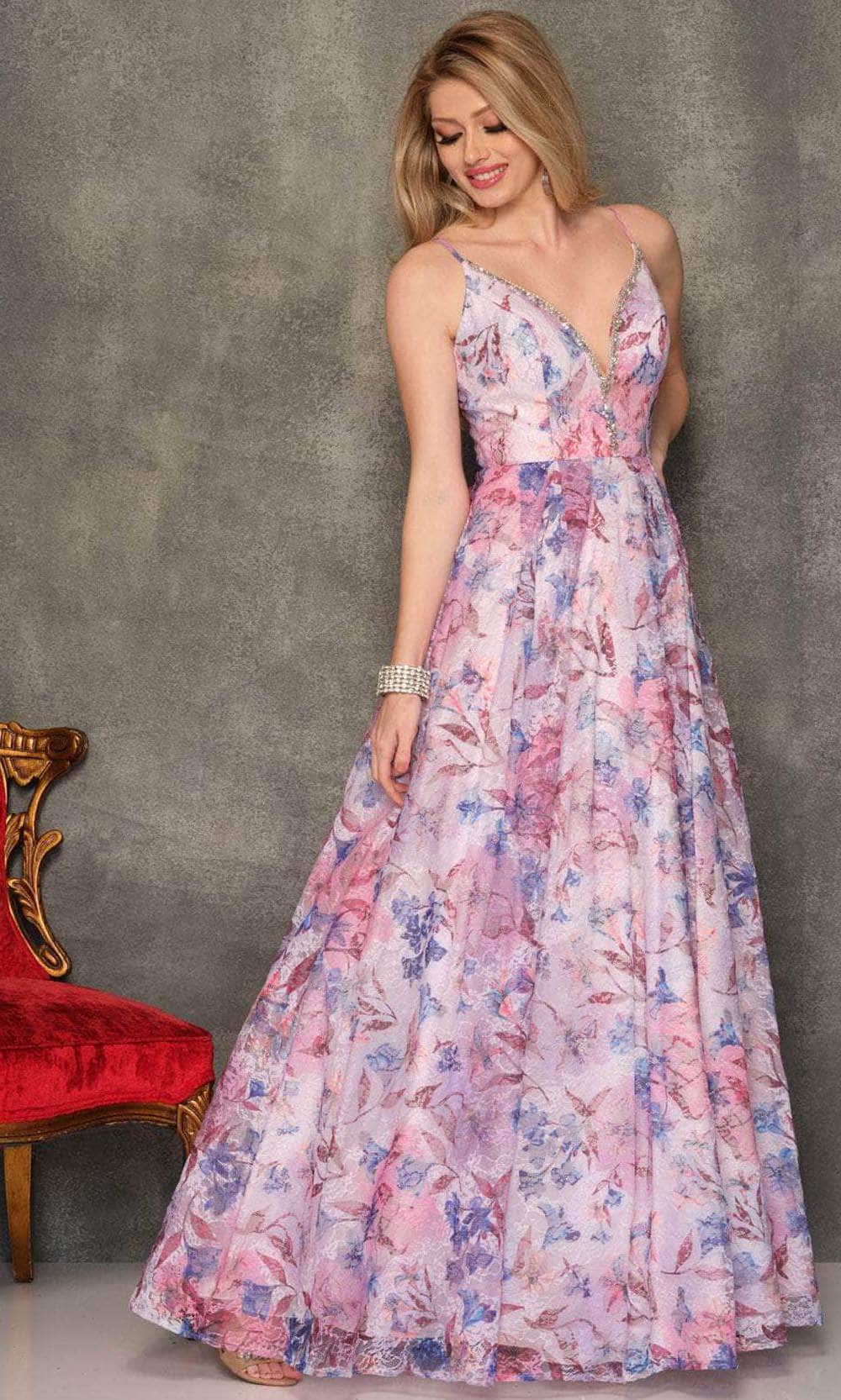Dave & Johnny 10776 - Floral Print A-Line Prom Dress Couture Candy Dave & Johnny 10776 - Floral Print A-Line Prom Dress Couture Candy