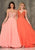 Dave & Johnny - A7248 Semi Sheer Lace Top Spaghetti Strap Prom Gown Prom Dresses 00 / Coral Orange