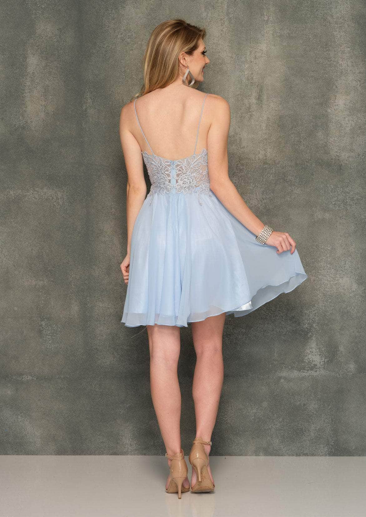 Dave & Johnny - A8003 Sheer Lace Bodice Fit And Flare Cocktail Dress Couture Candy Dave & Johnny - A8003 Sheer Lace Bodice Fit And Flare Cocktail Dress Couture Candy
