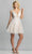 Dave & Johnny - A8341 Pearl-Beaded Waist Appliqued Tulle Dress Homecoming Dresses 00 / Ivory