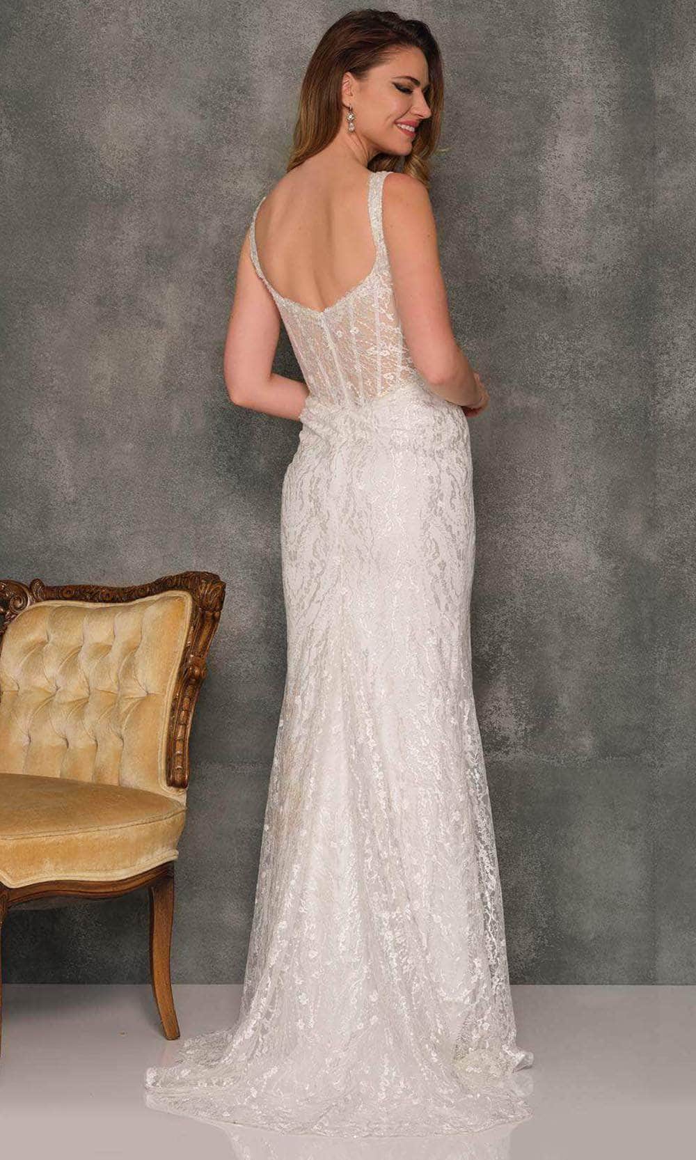 Dave & Johnny Bridal A10454 - Sheer Corset Bridal Gown 18 / Ivory Dave & Johnny Bridal A10454 - Sheer Corset Bridal Gown 18 / Ivory