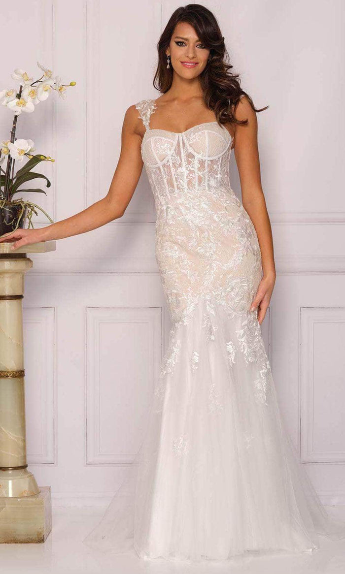 Dave & Johnny Bridal A10482 - Corset Laced Bodice Bridal Gown Special Occasion Dress 0 / Ivory