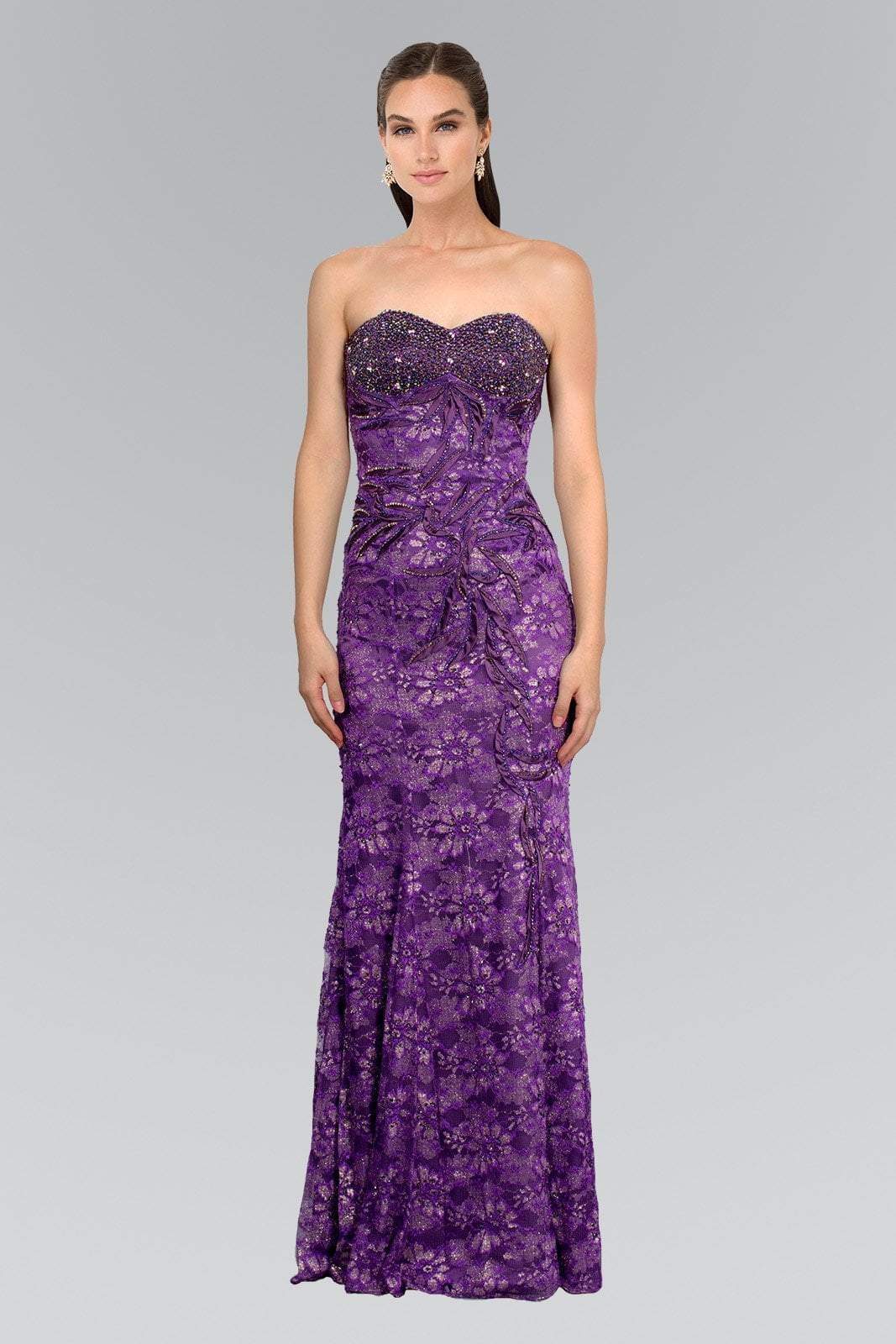 Elizabeth K - GL1006 Strapless Sweetheart Lace Long Dress Couture Candy Elizabeth K - GL1006 Strapless Sweetheart Lace Long Dress Couture Candy