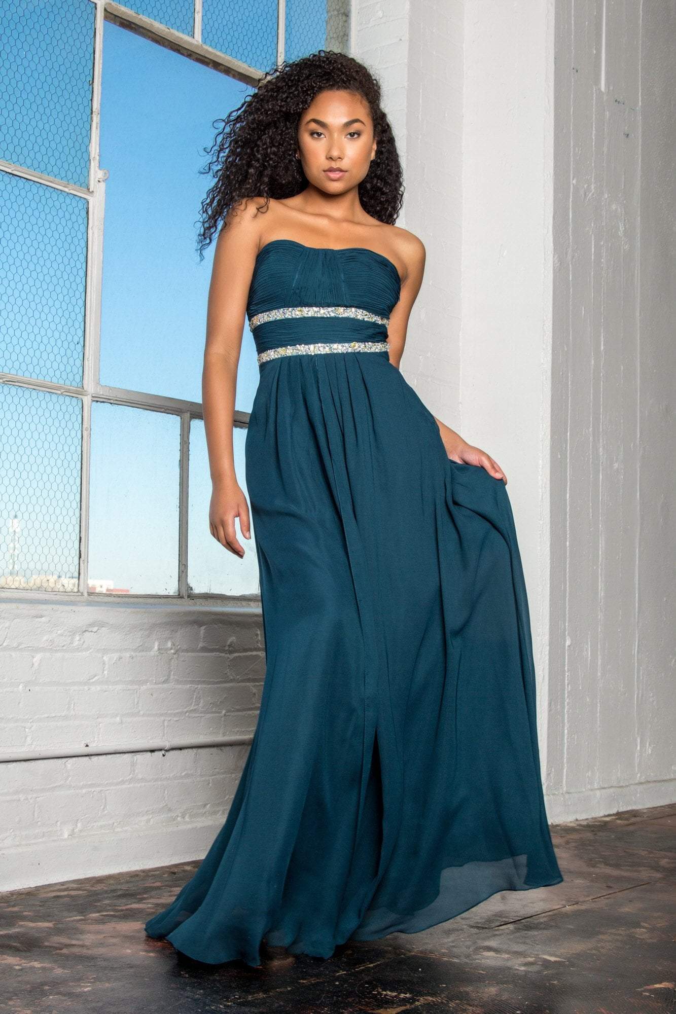 Elizabeth K - GL1017 Sweetheart Sequined Empire Waist Dress Elizabeth K - GL1017 Sweetheart Sequined Empire Waist Dress