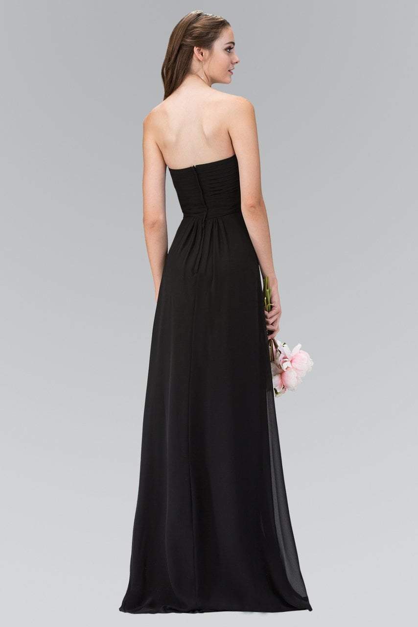 strapless ruched chiffon dress Chiffon Strapless Long Prom Dress with Lace-Up Back Off White / XSmall