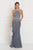 Elizabeth K - GL1548 Beaded Halter Tulle Sheath Dress Special Occasion Dress XS / Navy/Silver